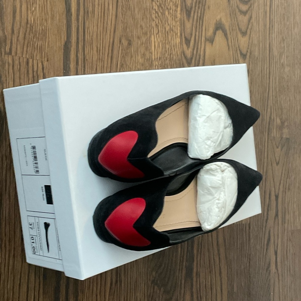 Dior Black Flats with Red Heart Accents - Picture 1 of 3